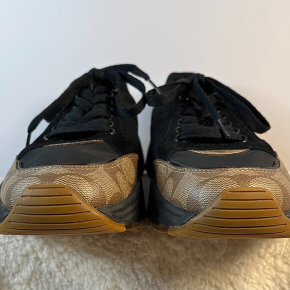 Coach Men's Tech Runner Sneakers FG4591 Size 10D | Signature Black Mesh & Tan - Picture 14 of 16